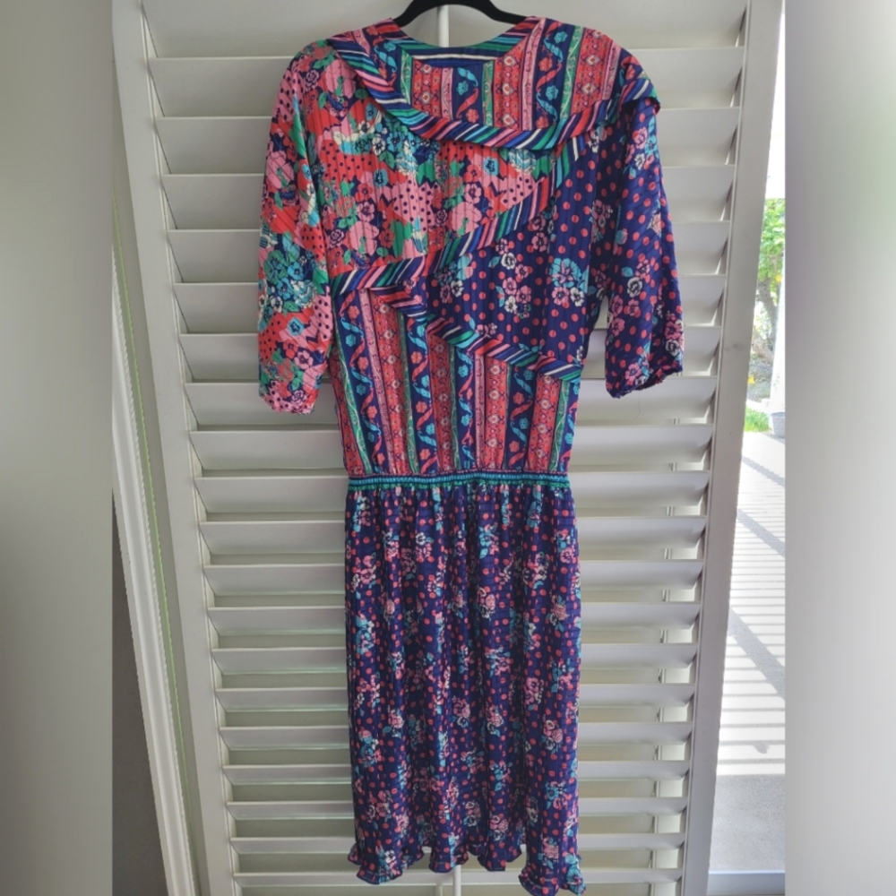 Vintage 1980s Diane Freis Georgette Maxi Dress M L